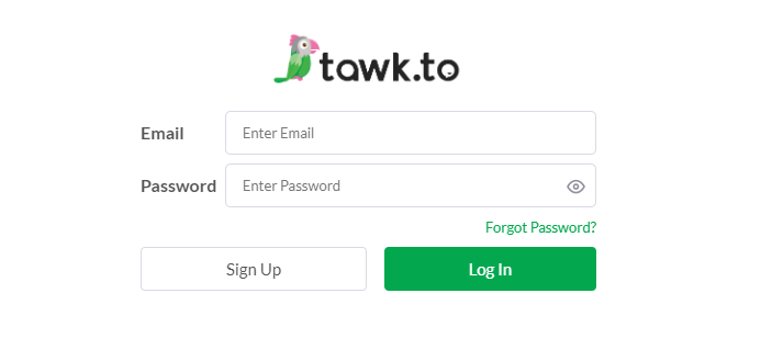 Ekran logowania TawkTo
