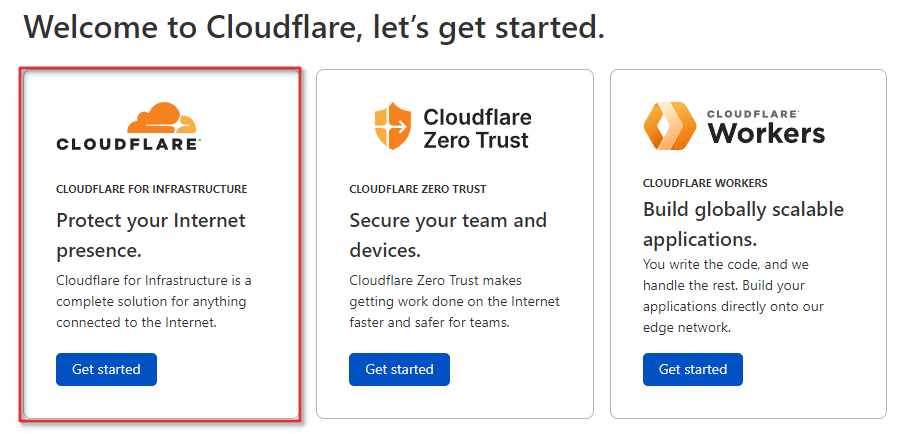 Dostępne pakiety usługi CloudFlare