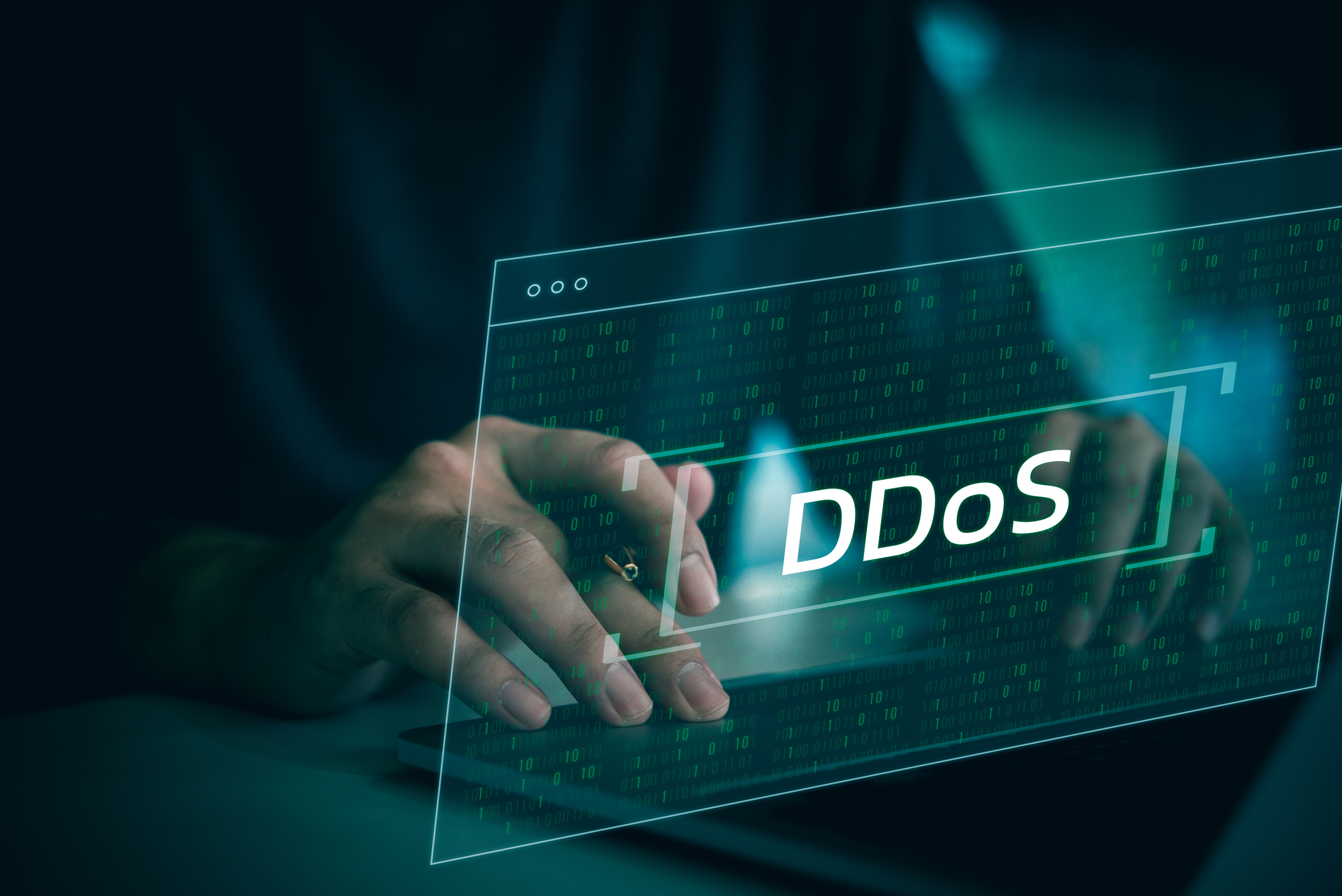 Grafika przedstawiająca atak DDOS.